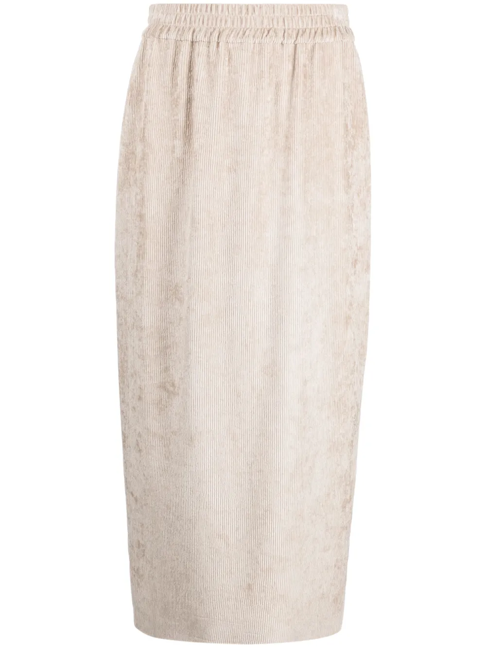 Brunello Cucinelli High-waist Corduroy Midi Skirt In Beige