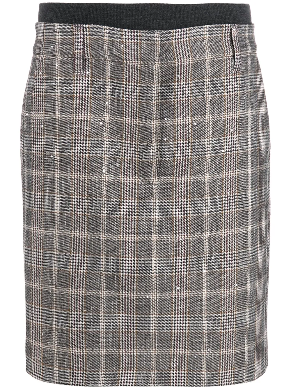 Brunello Cucinelli check-print pencil skirt | Grey | Image 1