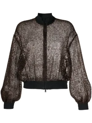 brunello cucinelli fishnet paillette sweater