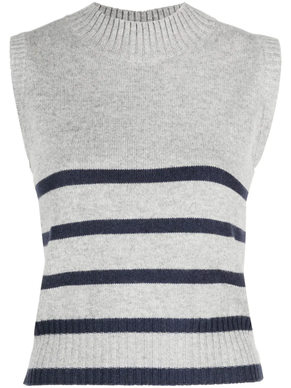 Brunello Cucinelli Striped Cashmere Vest In Grey