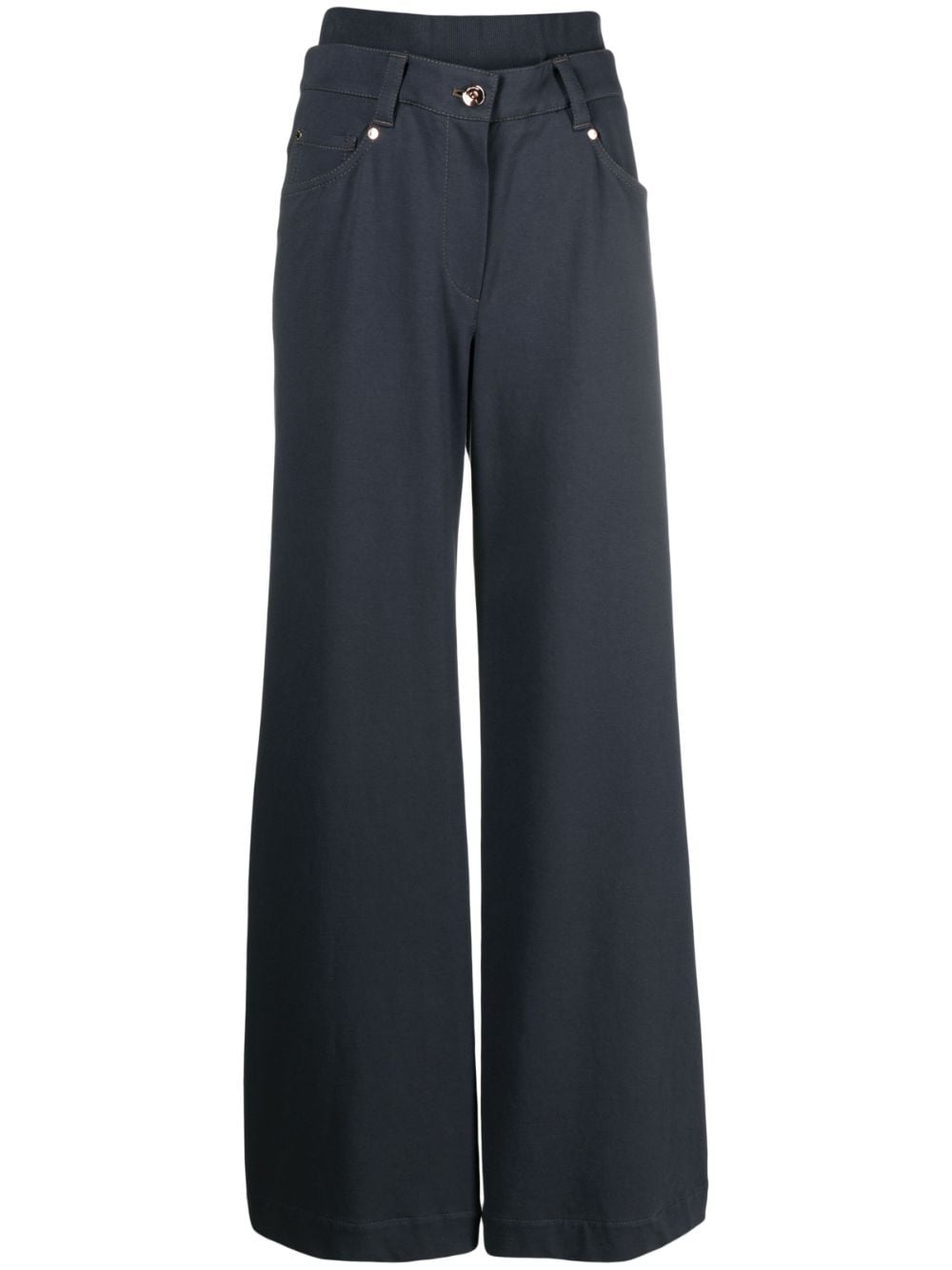 Brunello Cucinelli Cotton Wide-leg Trousers In Blue