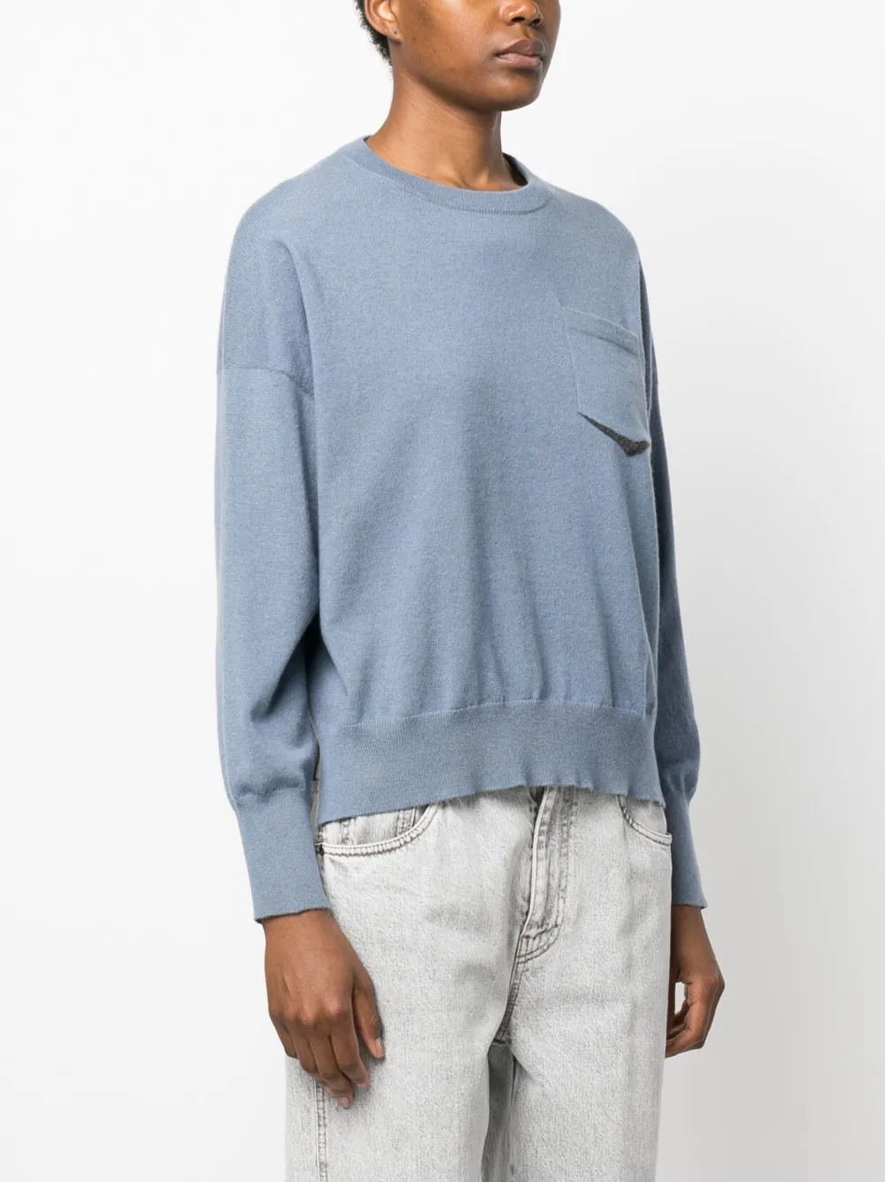 Brunello Cucinelli Jersey Con Bolsillo De Parche - Azul 