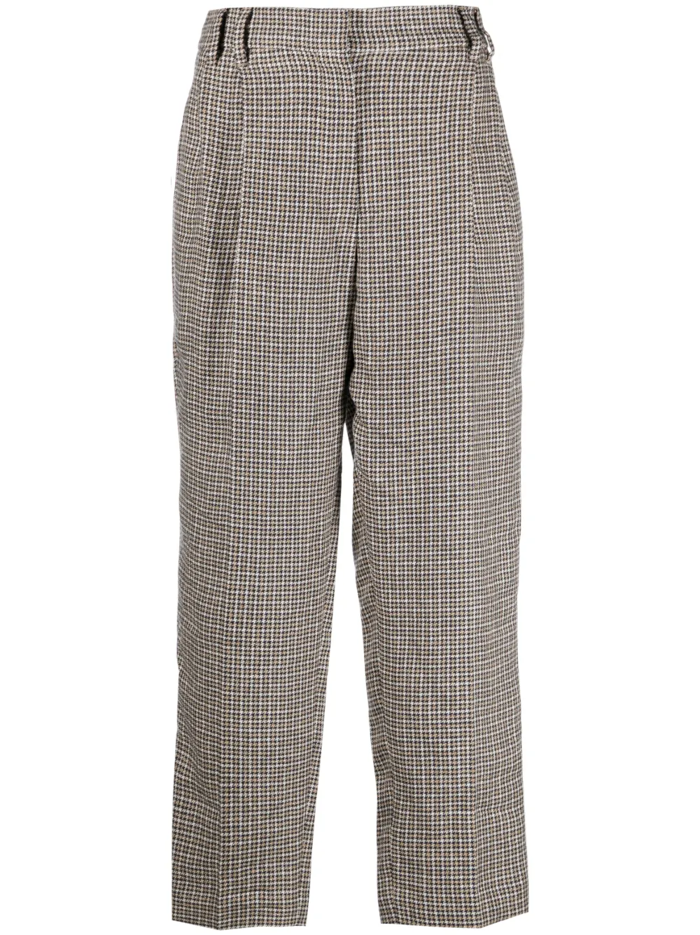 Brunello Cucinelli Herringbone-pattern Tailored Cropped Trousers In Neutrals