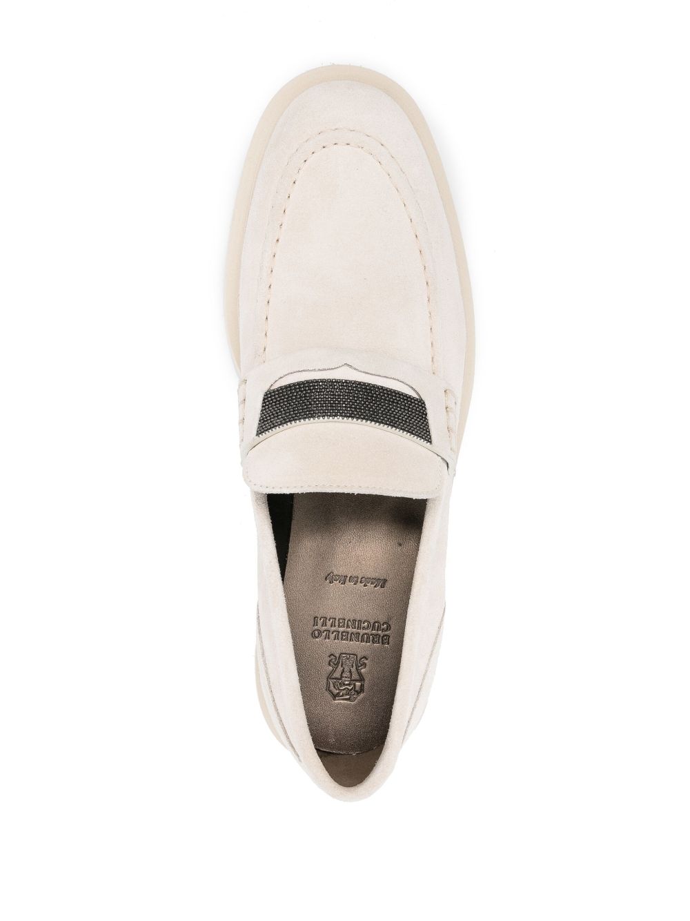 Shop Brunello Cucinelli Leather Suede Loafers In White
