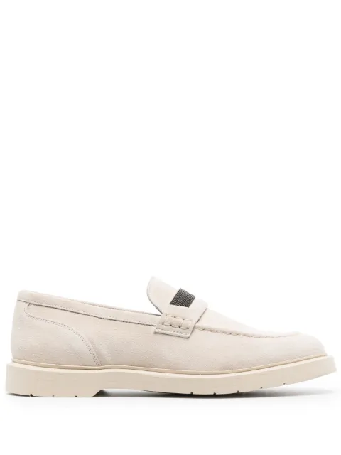 Brunello Cucinelli 皮质绒面皮乐福鞋