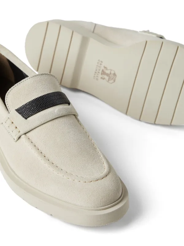 ローファー・オックスフォード BRUNELLO CUCINELLI LIGHT BEIGE LEATHER LOAFERS Brunello Cucinelli Leather Suede Loafers | White | FARFETCH