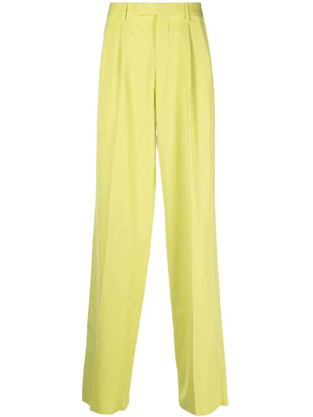 Shop Versace Wide-leg Cotton Trousers In Green