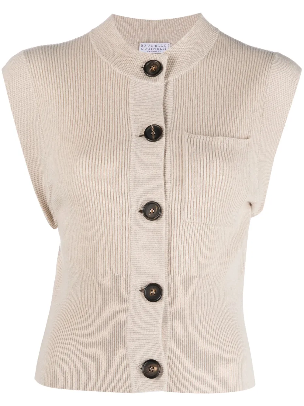 BRUNELLO CUCINELLI MONILLI-CHAIN RIBBED CASHMERE waistcoat