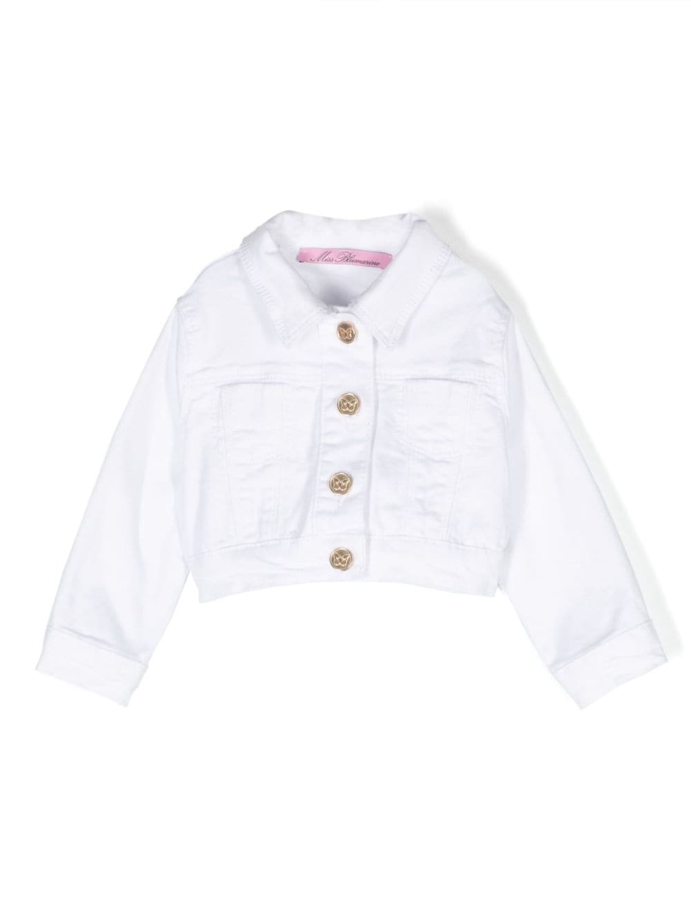 Miss Blumarine Babies' Buttoned Denim Jacket In White