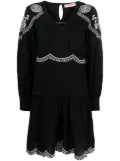 TWINSET embroidered long-sleeve short dress - Black