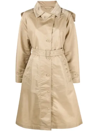 Moncler Hooded Belted Trench Coat | Neutrals | FARFETCH