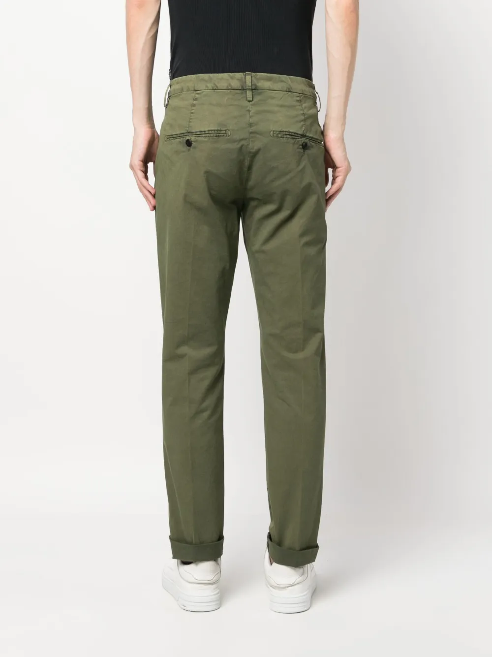 Shop Dondup Straight-leg Chino Trousers In Green