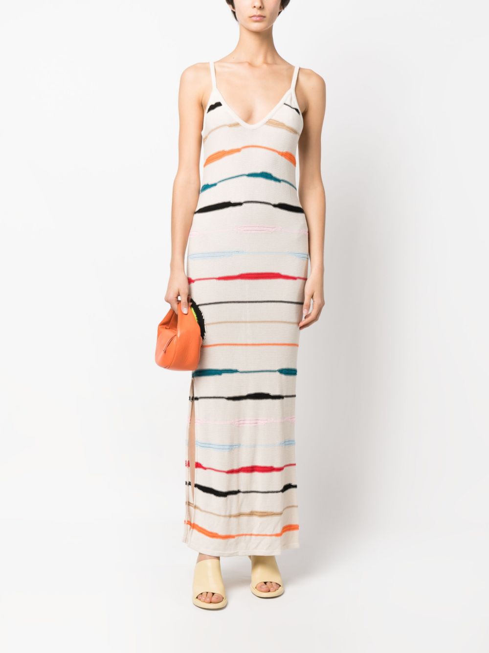 Shop Barrow Stripe-pattern Knitted Dress In Neutrals