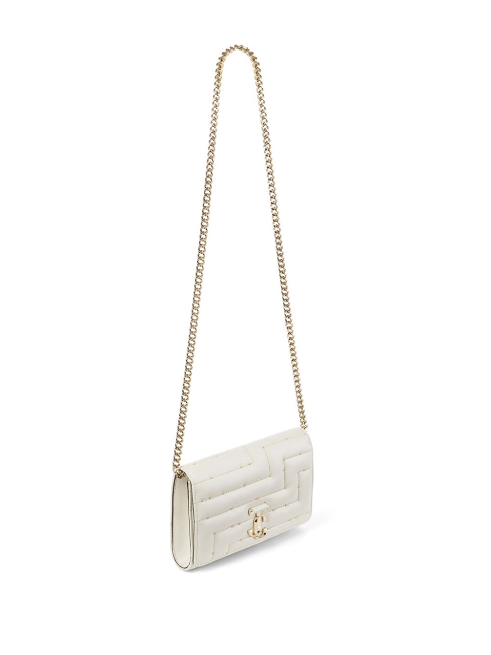 Shop Jimmy Choo Avenue Quilted Clutch In Neutrals