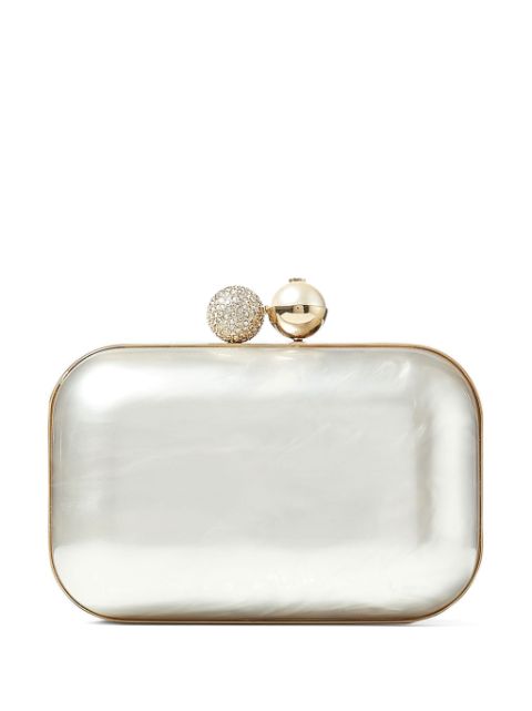 Jimmy Choo Cloud crystal-embellished metallic clutch bag Women