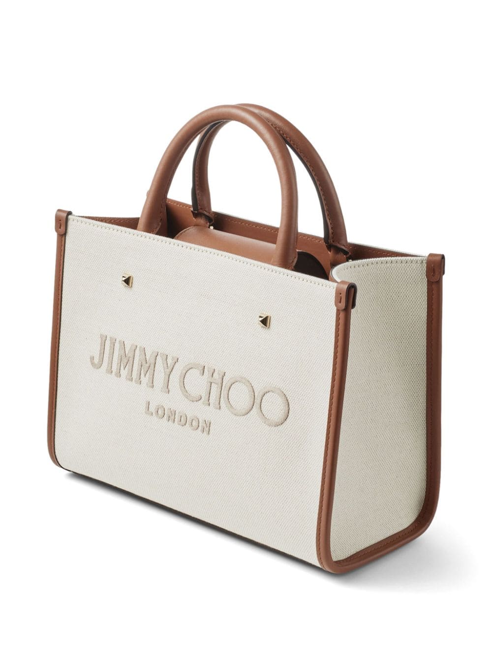 Shop Jimmy Choo Small Avenue Canvas Tote Bag In Neutrals