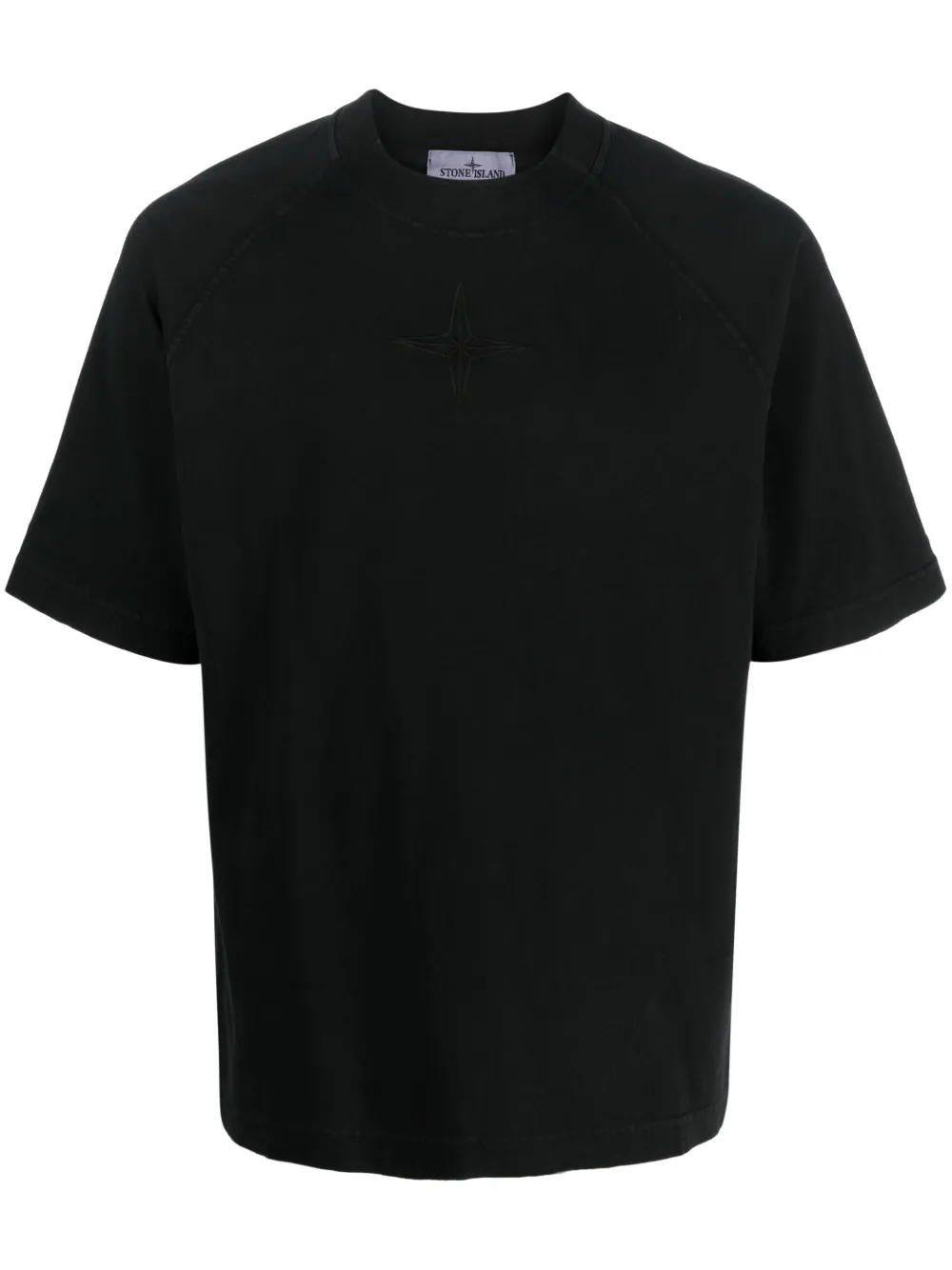 Stone Island Logo-embroidered Cotton T-shirt In Black | ModeSens