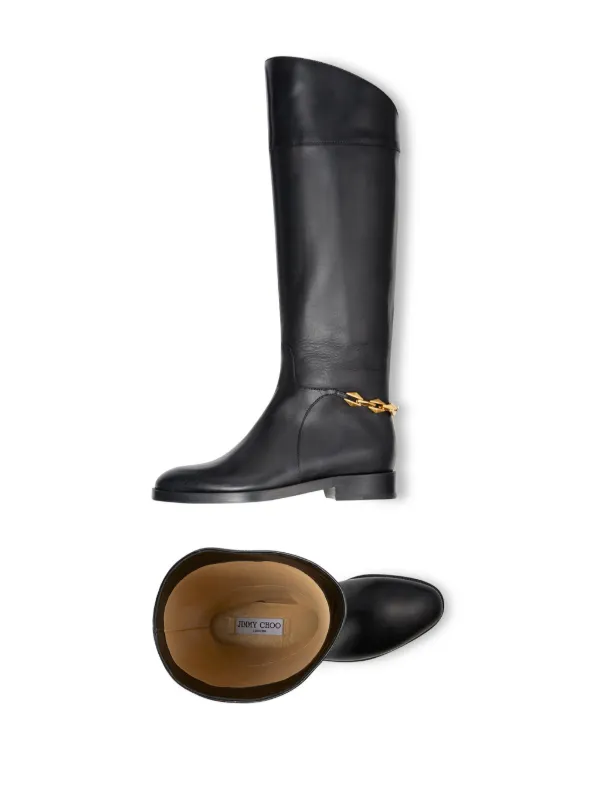 Jimmy Choo Nell chain detailing Leather Boots Farfetch