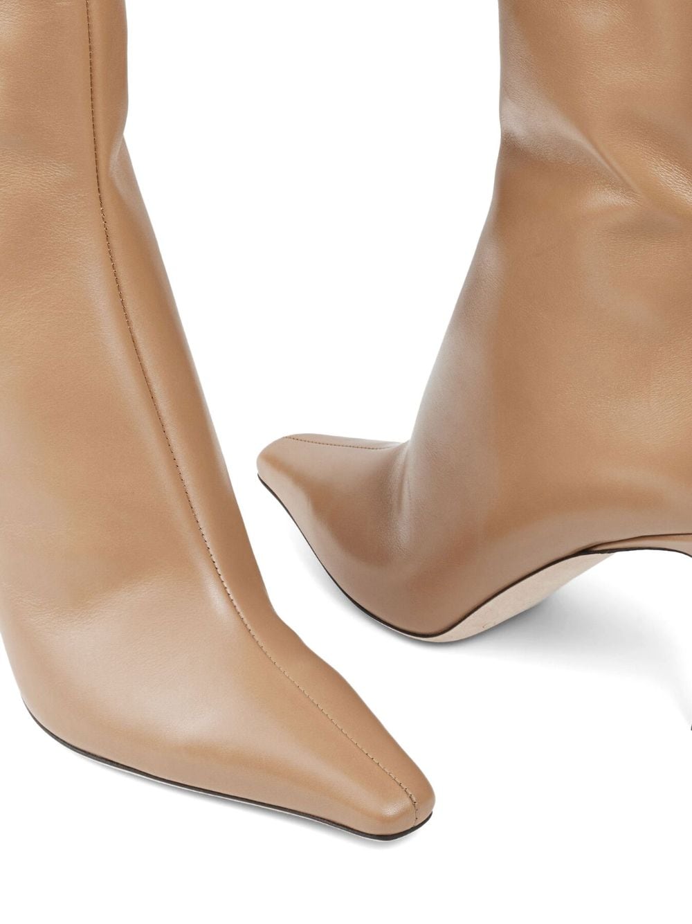 Shop Jimmy Choo Agathe 85mm Pointed-toe Boots In Neutrals