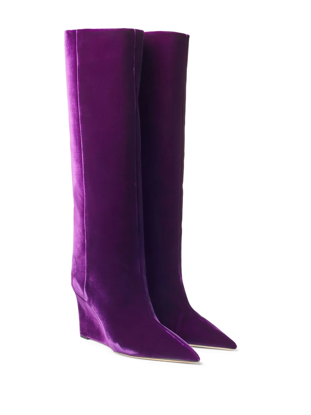 Jimmy Choo Blake 85 Velvet Wedge Boots In Purple