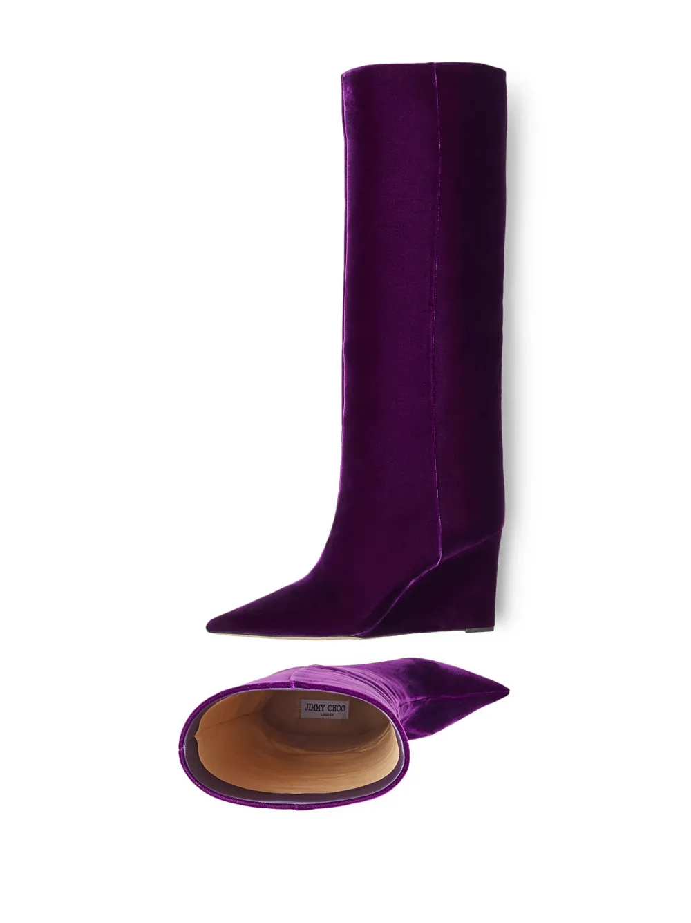 Jimmy Choo Blake 85 Velvet Wedge Boots In Purple