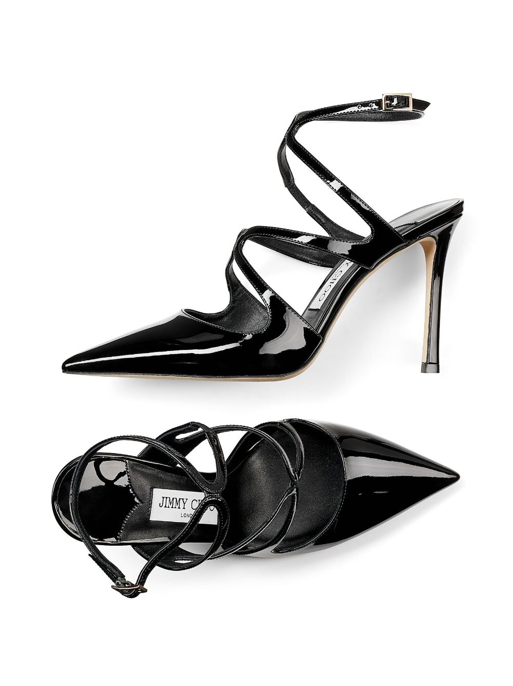 Shop Jimmy Choo Azia 95mm Patent-finish Leather Pumps In Black