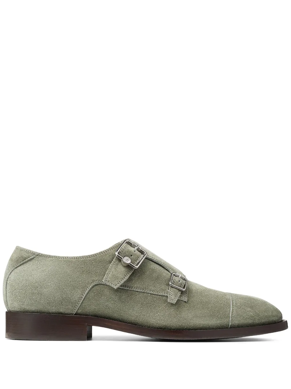 Jimmy Choo Finnion Suede Monk Shoes In Grün