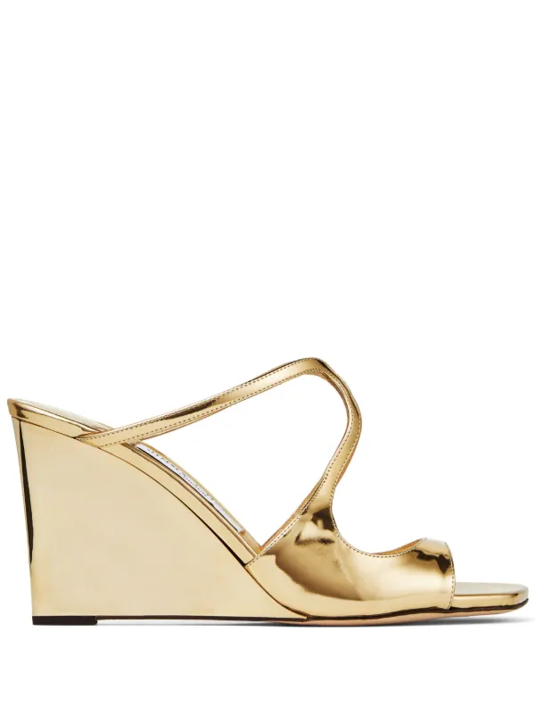 Jimmy Choo Anise 85 Wedge Sandals Gold FARFETCH UK