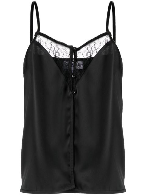 Musier lace-layer satin camisole top