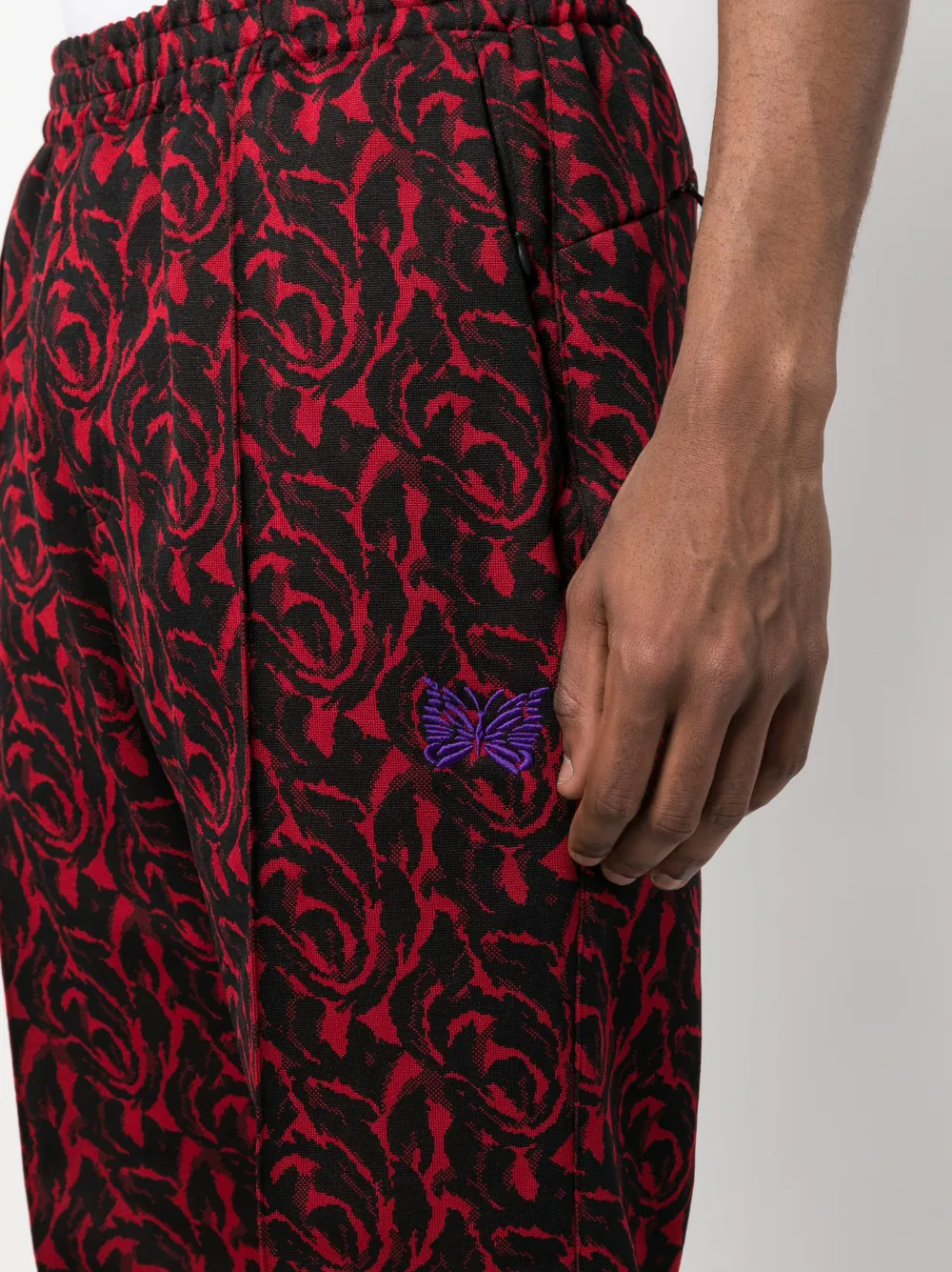Needles Pintuck Bold-checked Trousers In Red