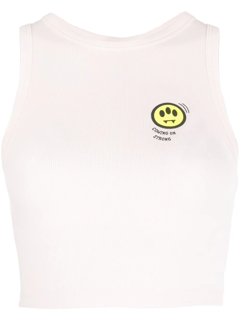 Barrow Logo-print Ribbed Top In Beige