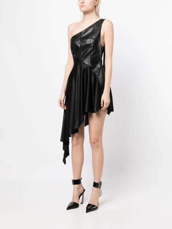 chinese dress ladies Women's Black faux leather one shoulder dress – MyGirlfriend'sClosetBoutique main image 0