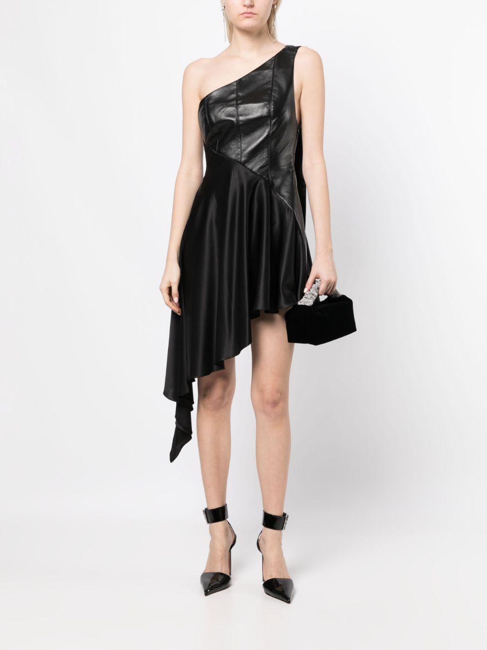 Shop Materiel One-shoulder Faux-leather Dress In Black