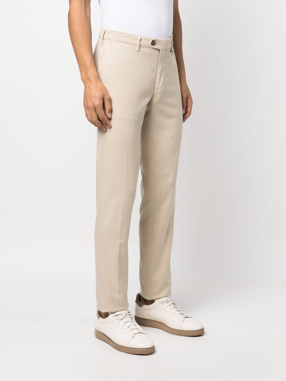 Shop Canali Mid-rise Slim-cut Chinos In Neutrals