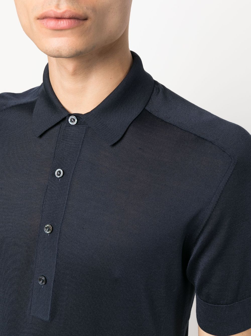 Shop Moorer Semi-sheer Silk Polo Shirt In Blue
