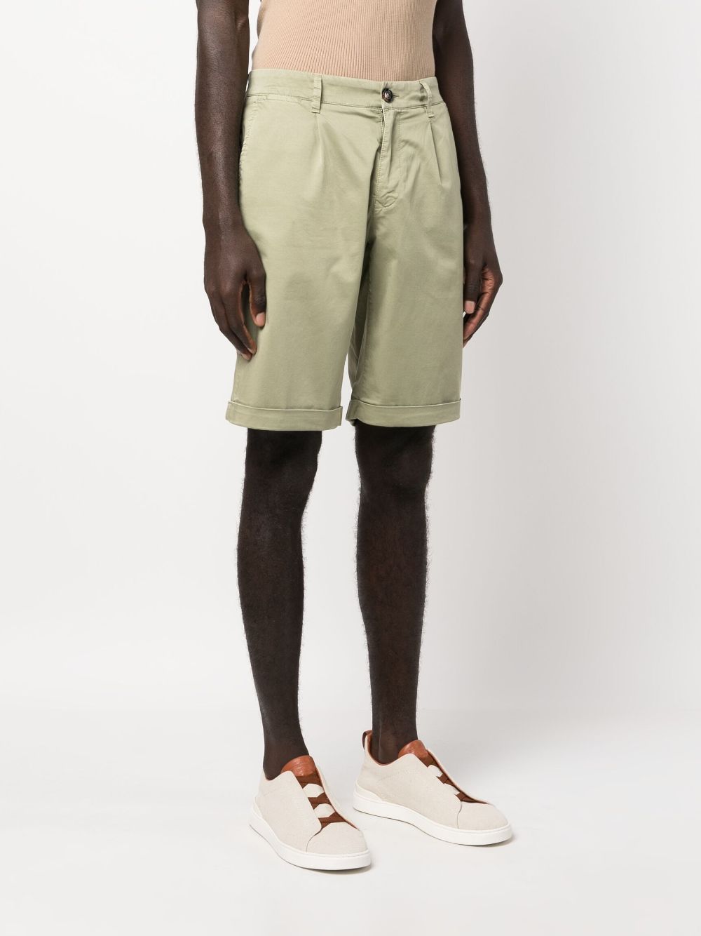 Shop Moorer Straight-leg Cotton Shorts In Green