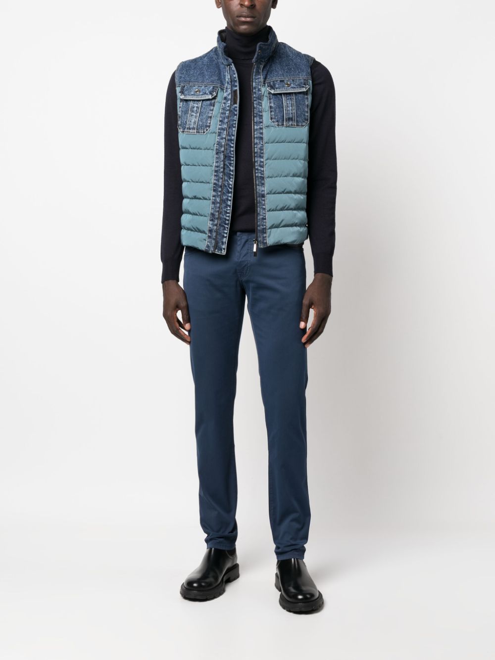 Moorer denim-panel quilted gilet - Blauw