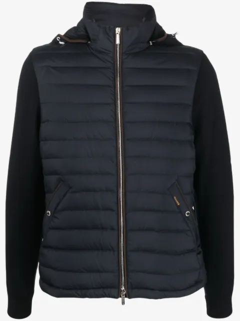 Moorer zip-up padded hooded jacket