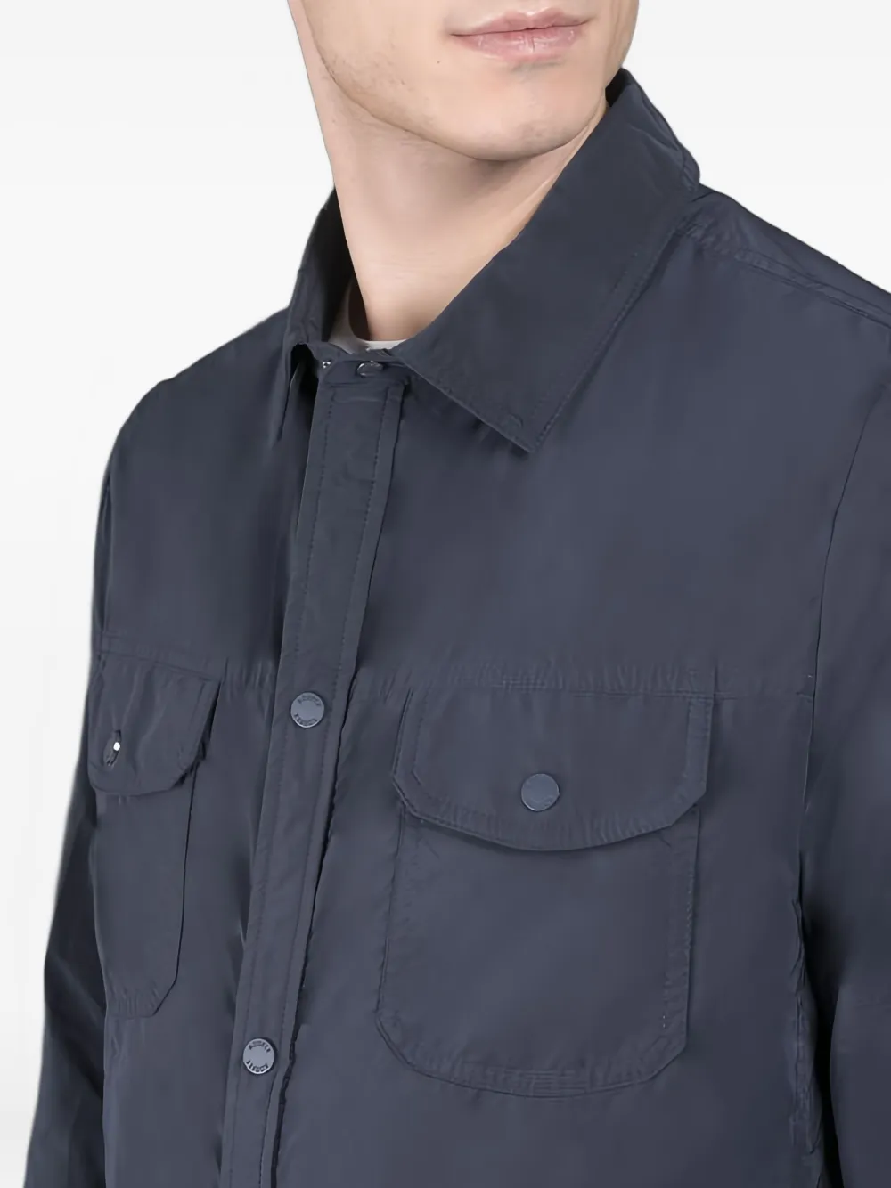 Moorer Atlas Buttoned Shirt Jacket In Blue