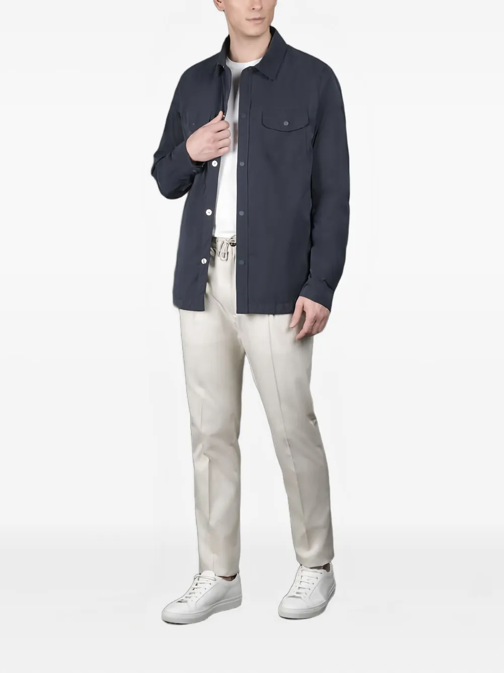 Moorer Atlas Buttoned Shirt Jacket In Blue