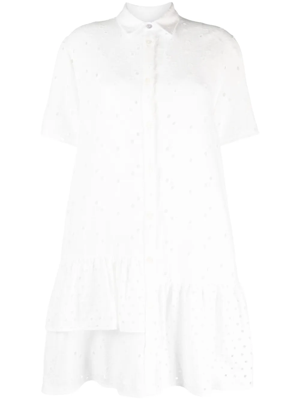 ps paul smith robe-chemise à broderies - blanc