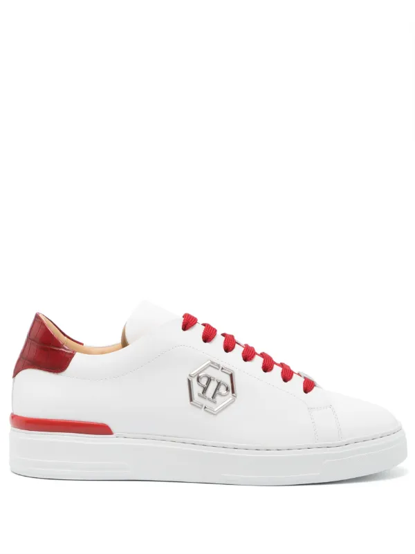 Philipp Plein Cocco Hexagon low-top Leather Sneakers Red
