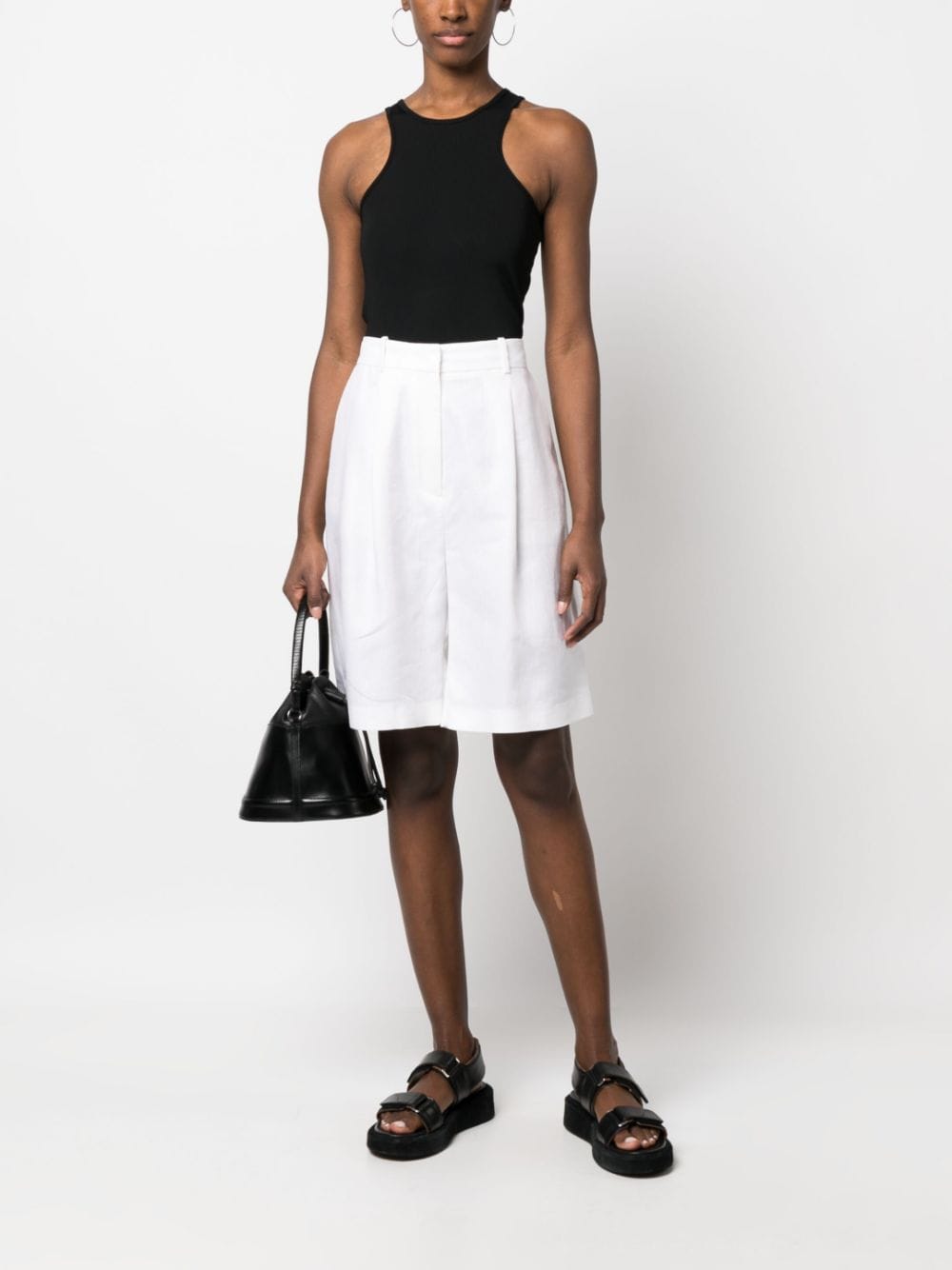 Shop Fabiana Filippi High-waisted Knee-length Shorts In White