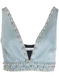 Rabanne studded denim bralette - Blue