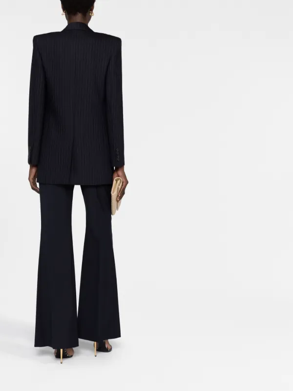 Saint Laurent Pinstripe double-breasted Blazer | Blue | FARFETCH