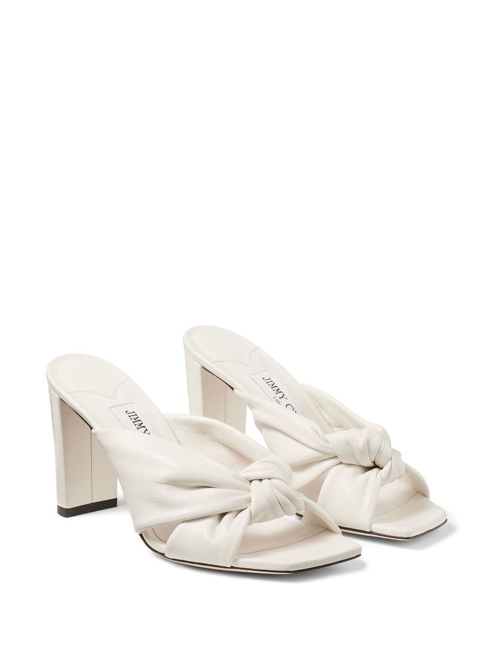 Shop Jimmy Choo Avenue 85mm Knotted Leather Sandals In White