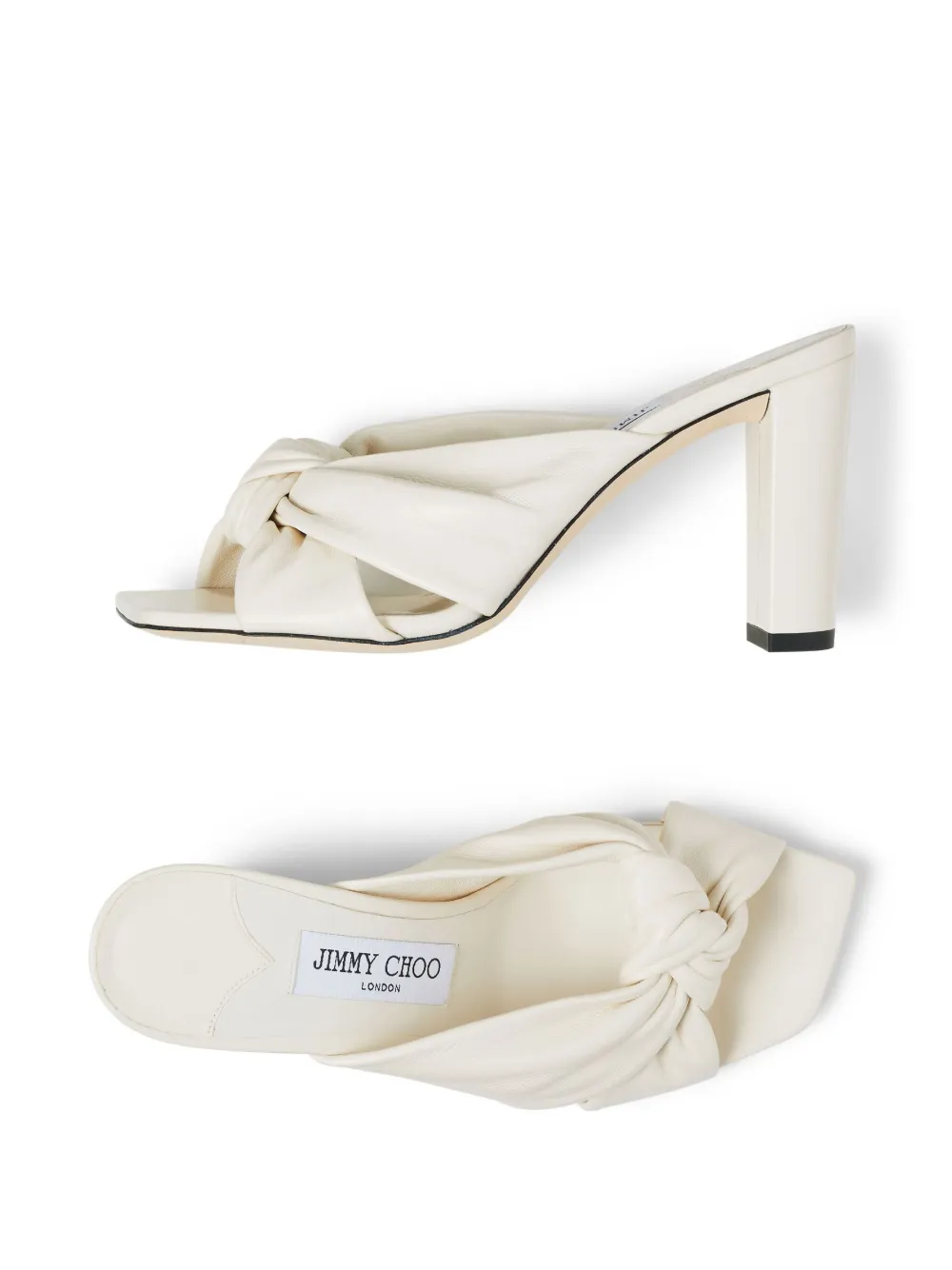 Jimmy Choo Women's Avenue 85 Knotted Block Heel Slide Sandals In White