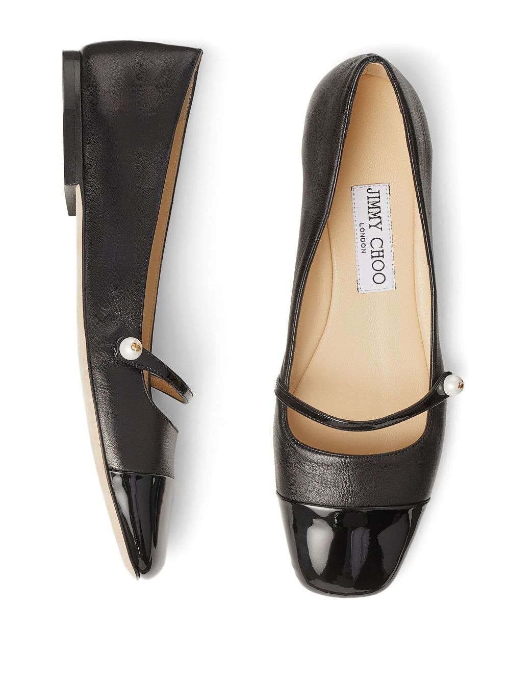 Shop Jimmy Choo Elisa Leather Ballerina Shoes In Black