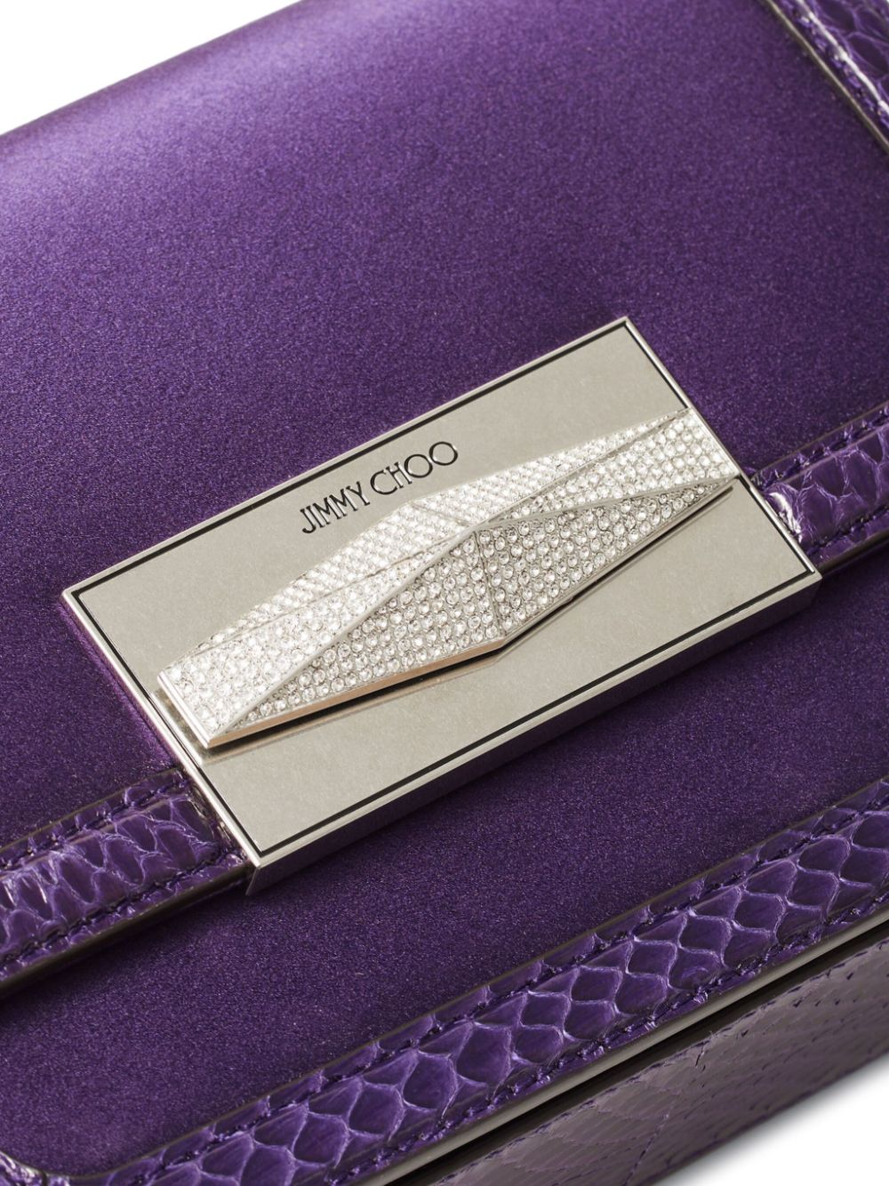 Shop Jimmy Choo Diamond Satin-finish Crossbody Bag In Purple