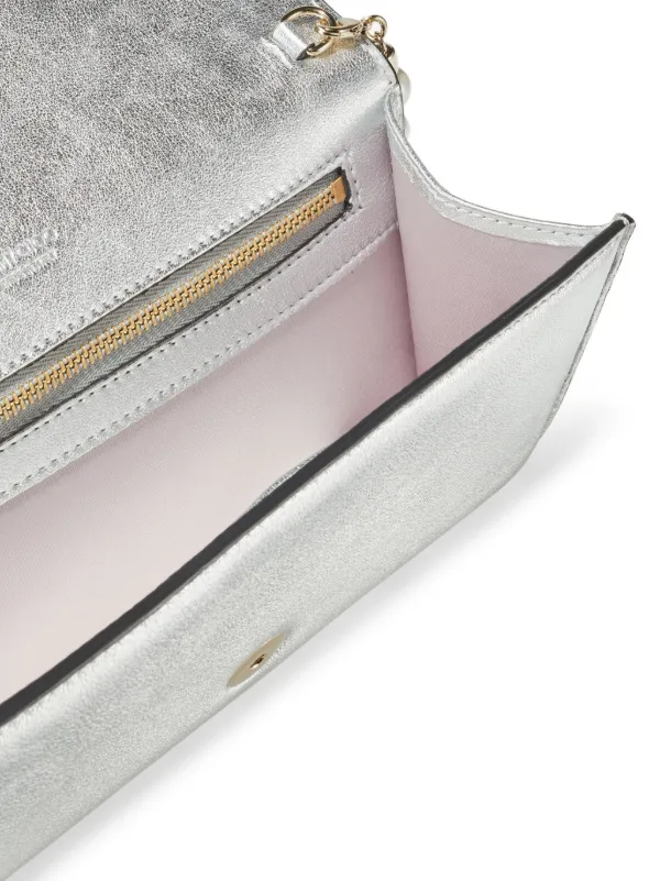 Jimmy Choo Avenue Leather Chain Wallet | Silver | FARFETCH